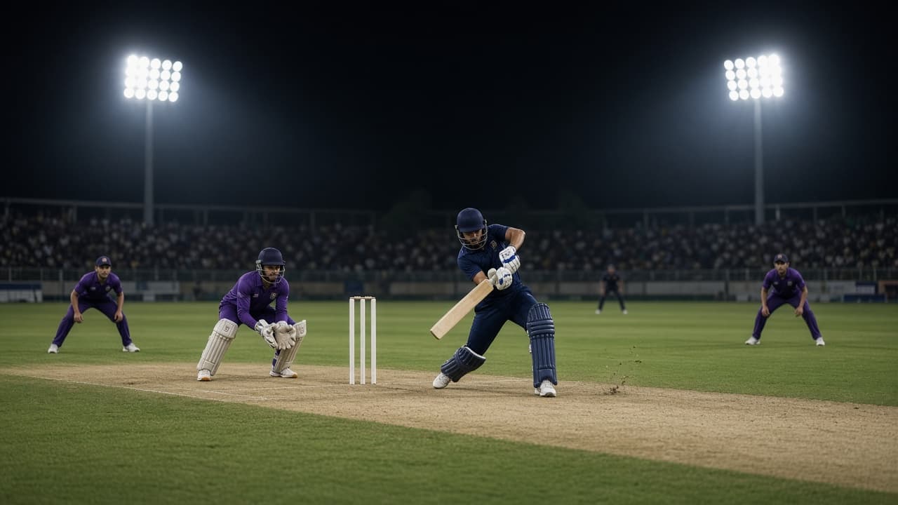 Lights on at the Zayed Cricket Stadium